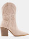 Women's Ankle Boots Cowboy with Medium Heel Beige