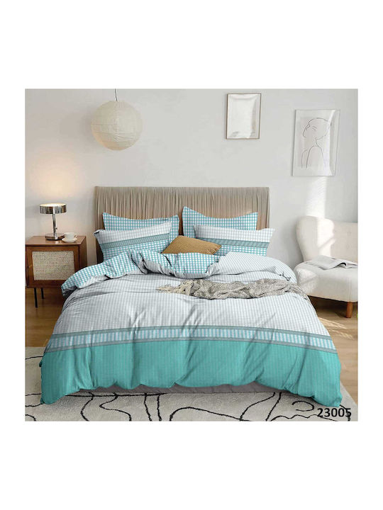 Marwa Cotton Duvet Cover Set 160x240cm Single with Pillowcase Turquoise