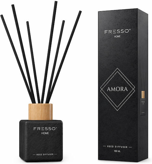 Fresso Αρωματικό Χώρου Στικ Amora 100 Ml Premium Home Reed Diffuser Flowscent Μαύρο Γυάλινο Μπουκάλι Μαύρα Στικ Fiberglass 1 Τεμ 390013/fre Fresso 5905979390013