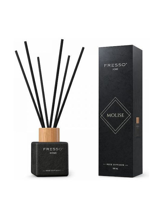 Fresso Raumdüfte Stäbchen Molise 100 Ml Premium Zuhause Reed Diffusor Flowscent Schwarzes Glasflasche Schwarze Stäbchen Fiberglass 1 Stück