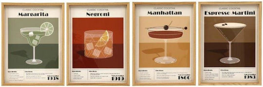 Cocktails Frame 4 Designs 30x40cm