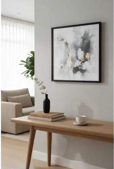 Wall Painting Obraz Granite 105‑9774 80x80 Minimal Wall Art White Grey Black Gold