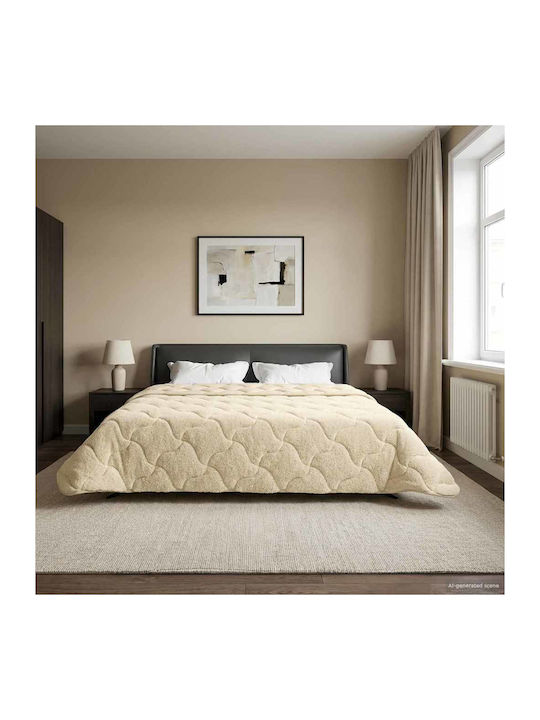 vidaXL Pătură Fleece Dublă 200x240 cm Crem