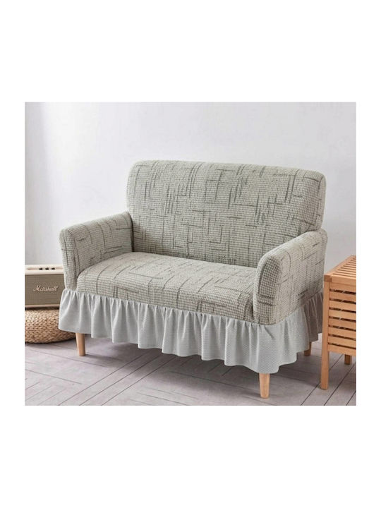 Kraft World Elastic Cover Two Seater Sofa Light Grey with Valance