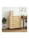 Office Drawer Made of Solid Wood with Wheels & Brown Drawers 63.5x39x65.5cm