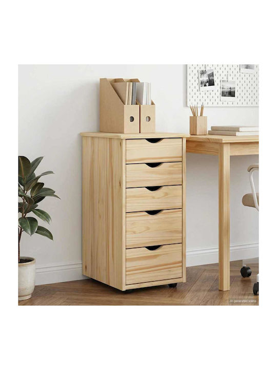 Office Drawer Made of Solid Brown Wood 34x39x61.5cm