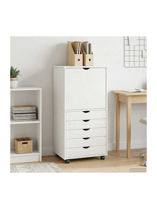 Büroaufbewahrungsschublade aus Massivholz Weiß 53x39x103cm