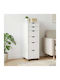 Office Drawer Made of Solid Wood with Wheels & Drawers White 34x39x93.5cm