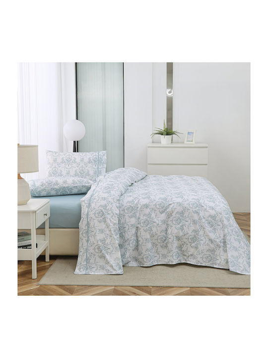 Liolios Home Chantal Set Double Bed Sheets 245x270cm Aqua 4 Pieces