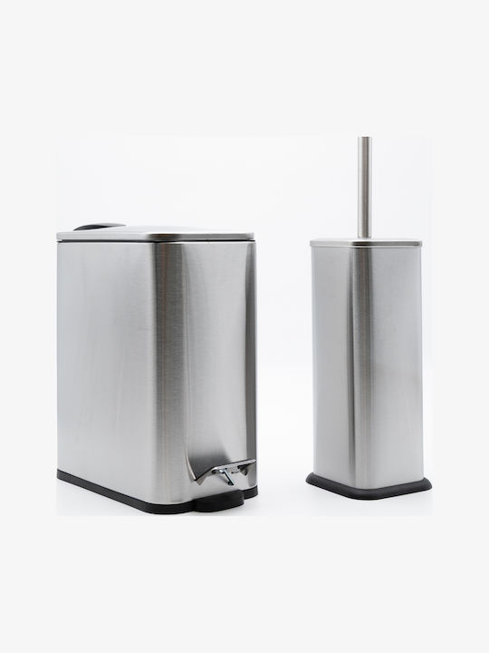 Hotel Slim Inox Pedal Bin Set 5l Soft Close & Metal Brush