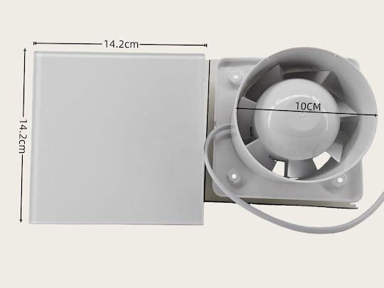 Bathroom Ventilator Slim Design Glass Front – Φ100mm 14.2x14.2cm
