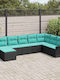 Two-Seater Outdoor Sofa Rattan with Cushions 55x55x85cm