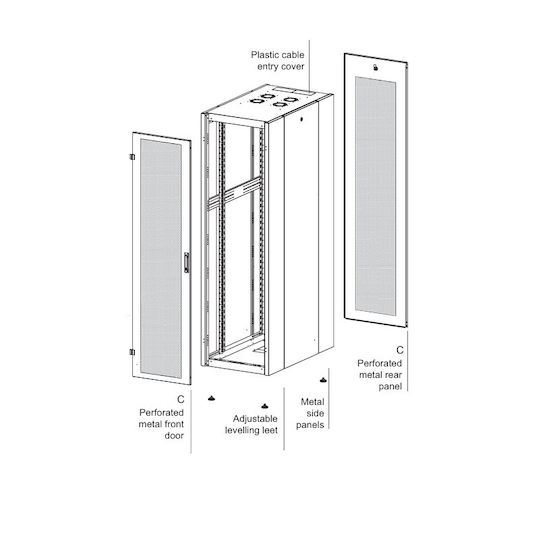 Steel С Крака Рак Стойка 42U Сива STEEL-42U6010BL-PRF-FP