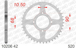 Pinion Spate Din Oțel Afam Lanț 520 Cod 10206-42