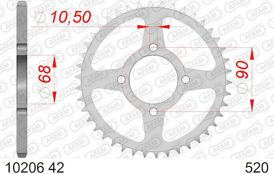 Afam Steel Rear Sprocket 520 Chain Code 10206-42