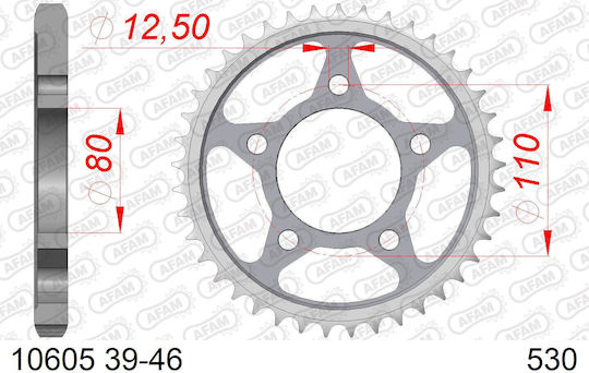 Afam Stahl Hinteres Ritzel 530 Kette Code 10605-43