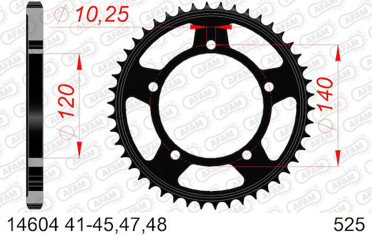 Afam Steel Rear Sprocket 525 Chain Code 14604-45