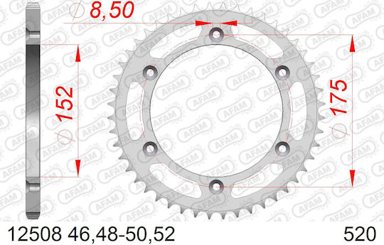Afam Steel Rear Sprocket 520 Chain Code 12508-48