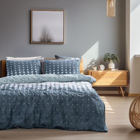 Lino Home Nuda Bettlaken Super-Doppel mit Gummibettlaken 170x200+32cm Petrol Blau (4Stücke)