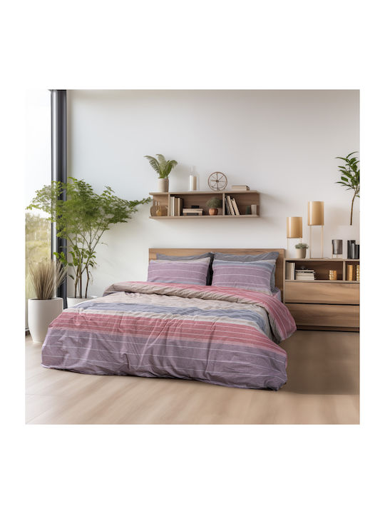 Lino Home Serica Σετ Σεντόνια Υπέρδιπλα 240x265εκ. Λιλά (4τμχ)