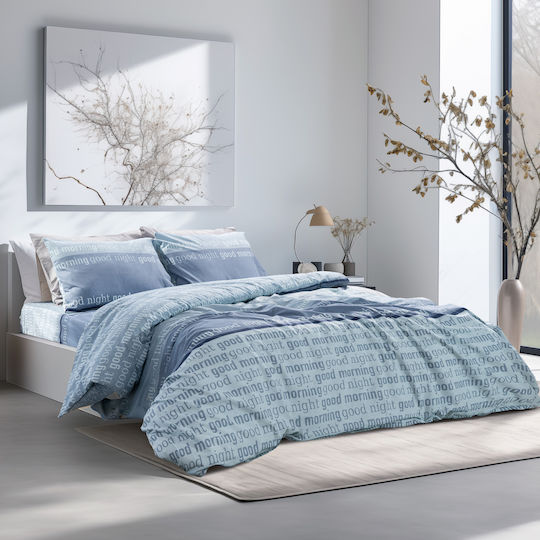 Lino Home Nuvet Bettlaken Set Für Einzelbett 170x265cm Blau 3Stücke