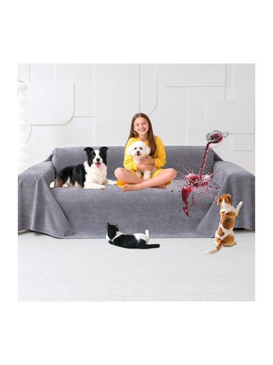 Husă Elastică Impermeabilă Pentru Canapea Cu Două Locuri Gri 150x71cm