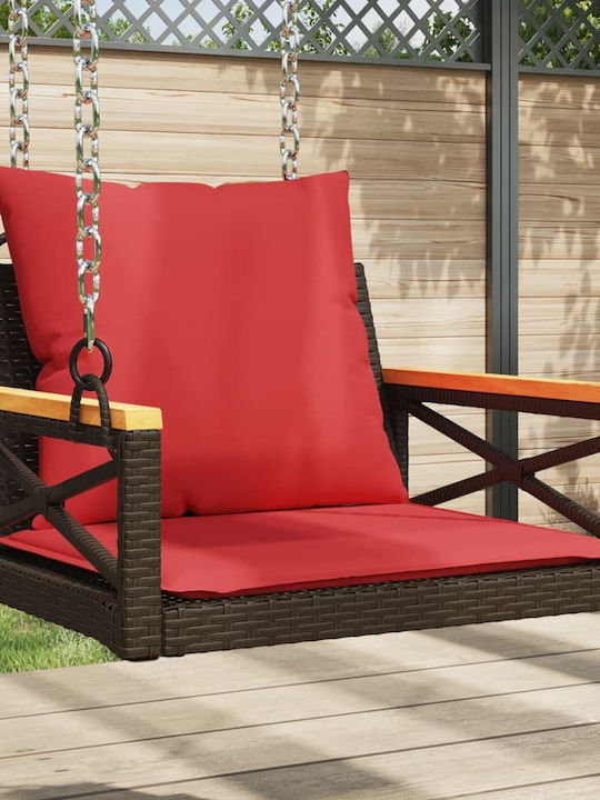 Hanging Armchair Swing with Brown Rattan Pillow Load Weight up to 110kg L63xD62xH40cm