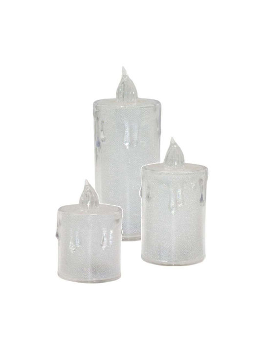 Decorative Candle 3 Pcs Transparent Warm White 1 Led White