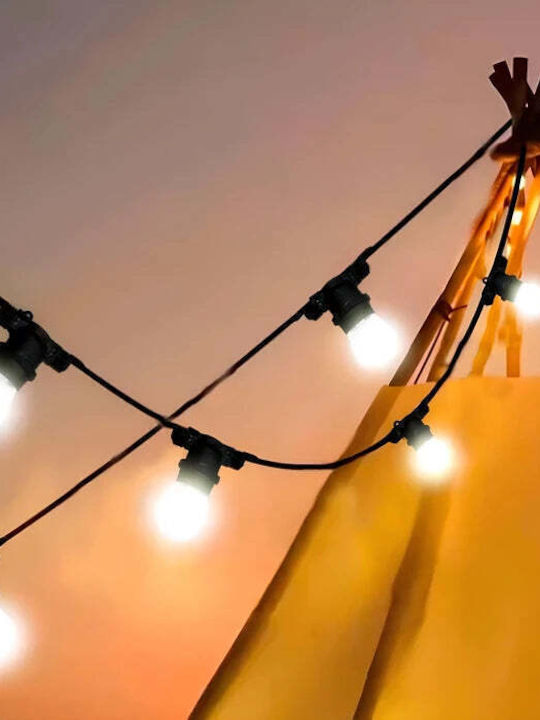 Alista Home Lichterkette 20 Lichtquellen 20m 20xe27 Schwarze IP65