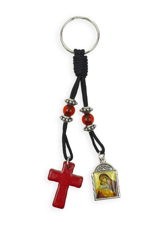 Double-Sided Keychain Cross Icon Virgin Mary & Saint Christopher