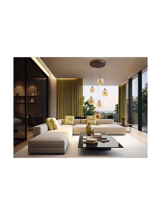 Copper Hanging Ceiling Light Honey LED with Warm White Light