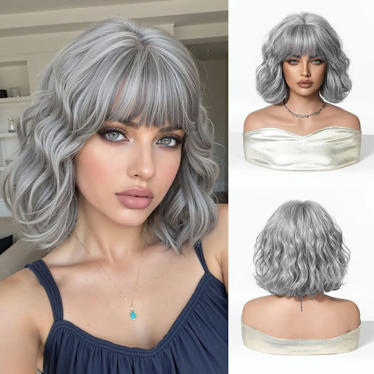 Animis Beauty Perucă cu Păr Sintetic în Culoare Gri 36cm