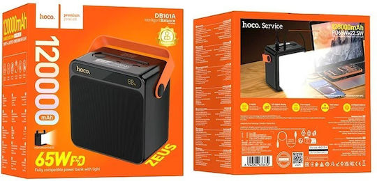 Hoco DB101A Power Bank 120000mAh 65W με Θύρα USB-A Power Delivery Μαύρο