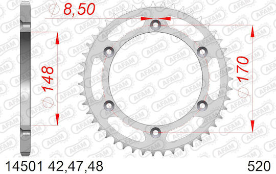 Afam Hinteres Stahlritzel 520 Kette Code 14501-47
