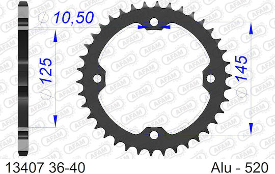 Afam Rear Aluminum Sprocket 520 Chain Code 13407-38