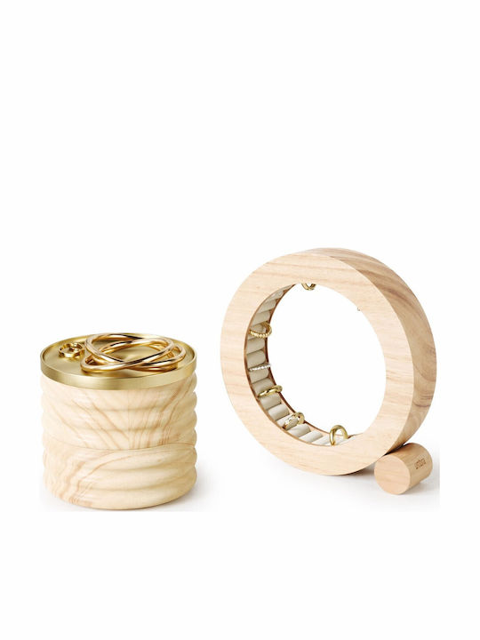 Umbra Σετ Δίσκος Κοσμημάτων Ξύλινος Χρυσός 13x13cm