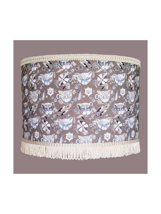 Oxygen Indie Cats Single-Light Kids Ceiling Hanging Light Made of Fabric with E27 Socket Gray 35x25cm