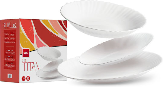 Cok Spain Titan Alb Porțelan Set de Vase 18buc Cok Spain Titan Alb Porțelan Set de Vase 18buc
