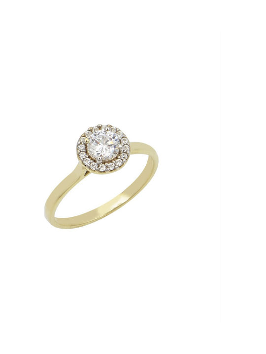 Kontopoulos Single Stone Rosette Ring In 18K Gold With Zircon