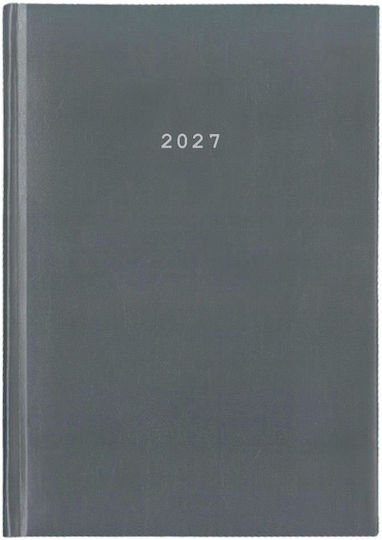 Next Basic Ημερήσια Ατζέντα B6 2027 Γκρι Δερμάτινη 12x17εκ.