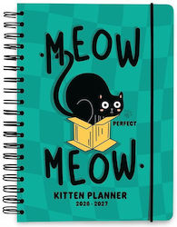 Academic Spiral Diary Hard Cover 2026/2027 Weekly 12 Months 15x21cm Meow Meow