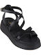 Leather Women's Flat Sandals Flatforms Black