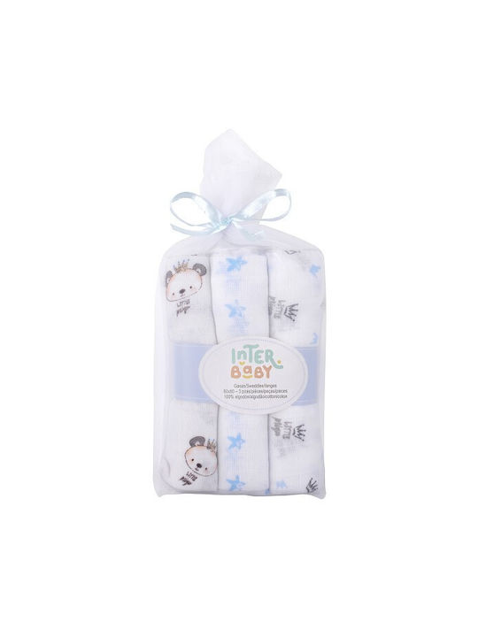 Interbaby Πάνες Αγκαλιάς Μπλε 80x80εκ. 3τμχ