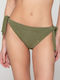 Bikini Slip με Κορδονάκια Χακι