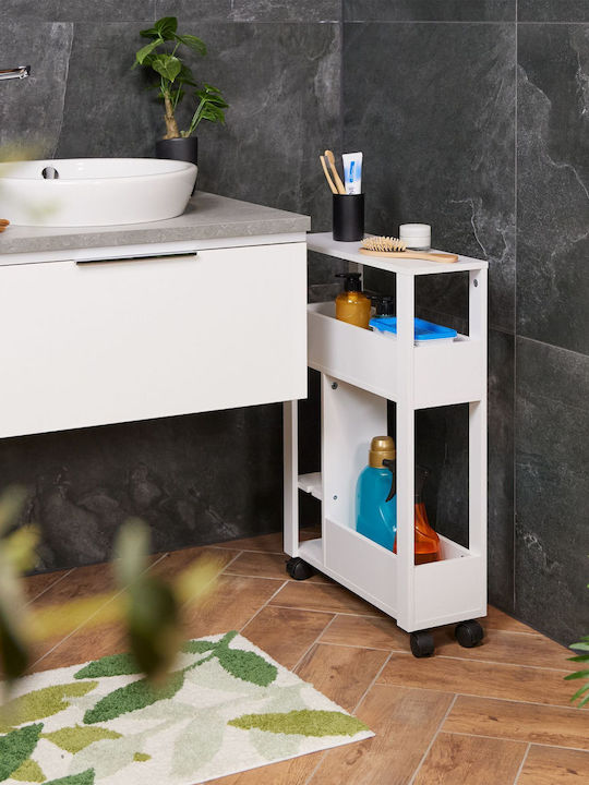 Relaxdays Floor Bathroom Shelf Wooden 71.5x17x50cm White