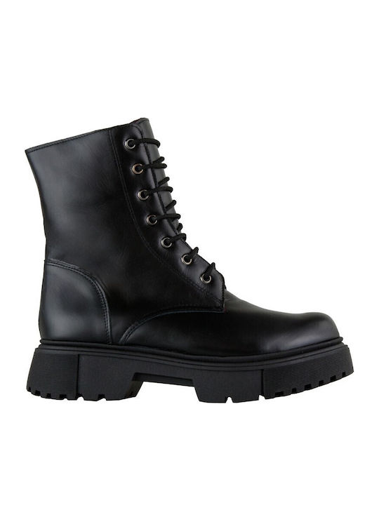 Leather Women's Combat Boots Black