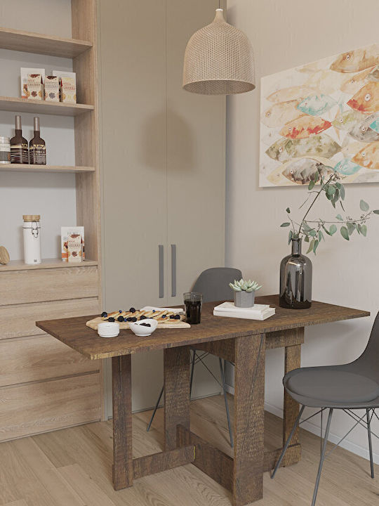 SteweHome Ausziehbarer Küchentisch mit Regal Funktional & Elegant Walnuss 134x60x72cm