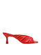 Leather Mules with Heel in Red Colour