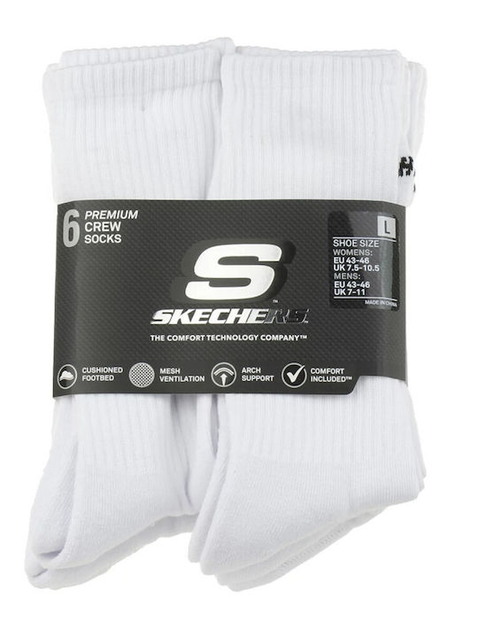 Skechers Core Crew Running Socks White 6 Pairs