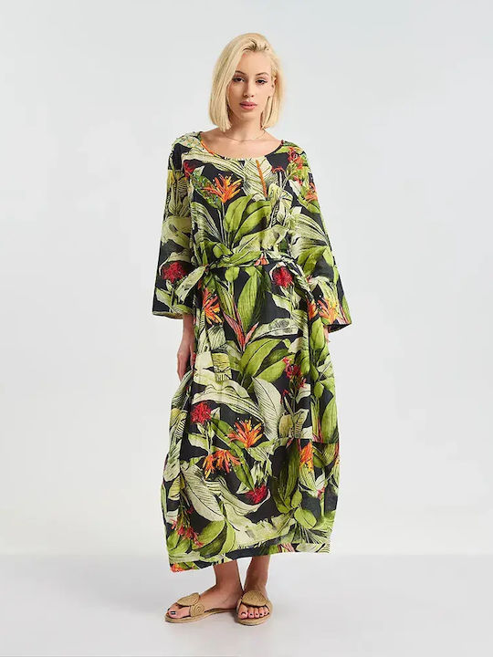 Ble Resort Collection One Size 100% Φόρεμα Παραλίας Πρασινο/μαυρο